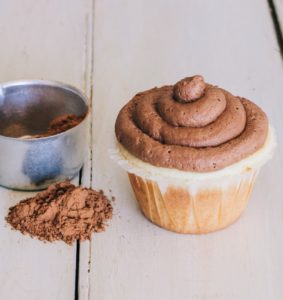 Vanilla Cupcakes with Chocolate Whipped-Cream Frosting