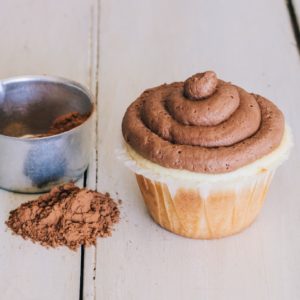 Vanilla Cupcakes with Chocolate Whipped-Cream Frosting